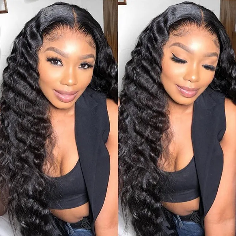 Wavymy Loose Deep Human Hair 13x6 HD Lace Front Swiss Lace Wig Pre Plucked Hairline