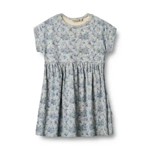 [Wheat] Jersey Dress S/S Emilie - Blue Summer Flowers