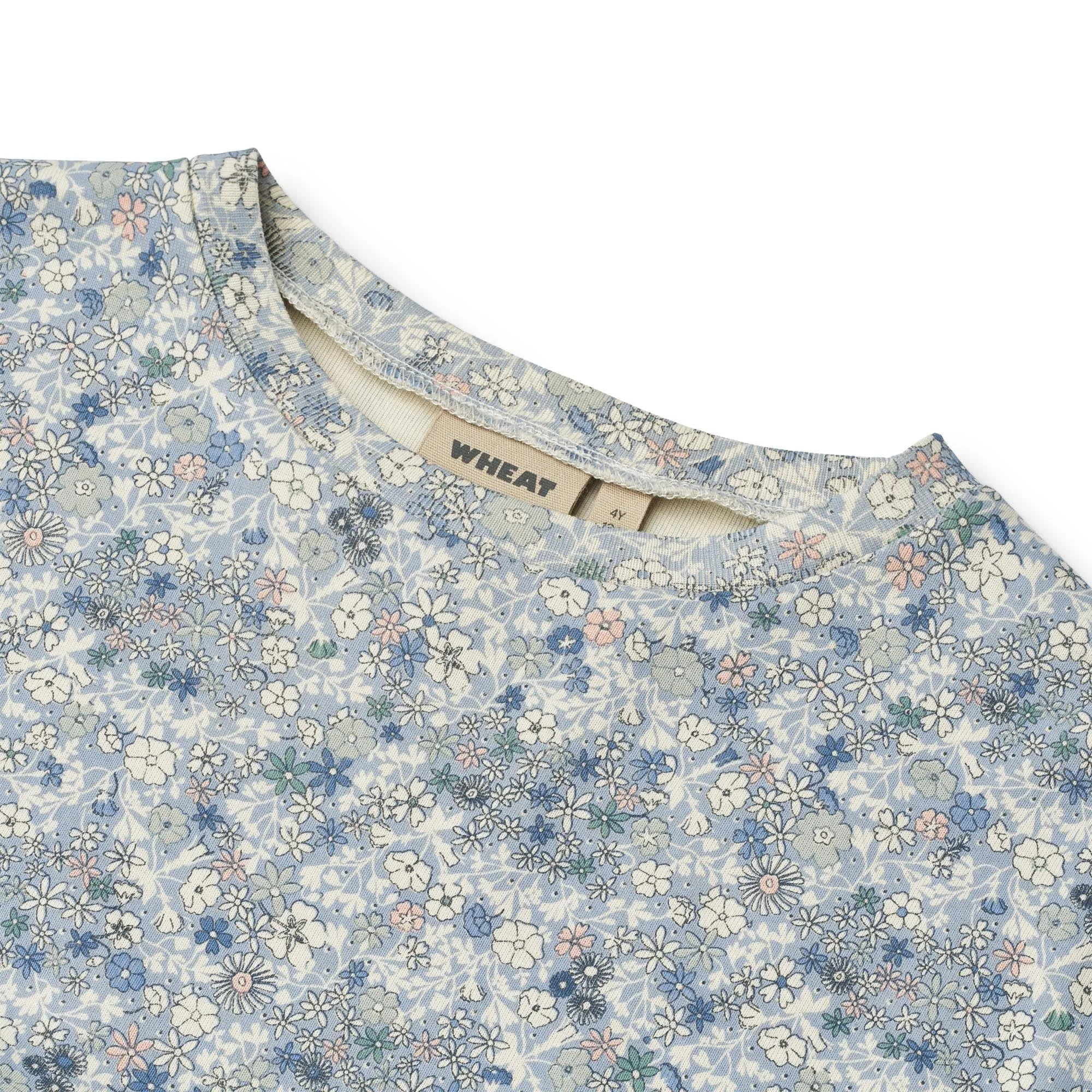 [Wheat] Jersey Dress S/S Emilie - Blue Summer Flowers