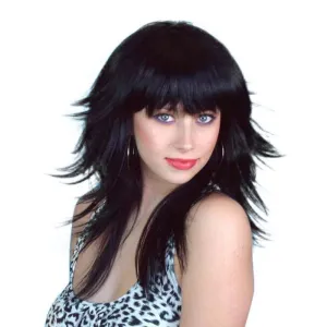 Wig- Black Layered 80s