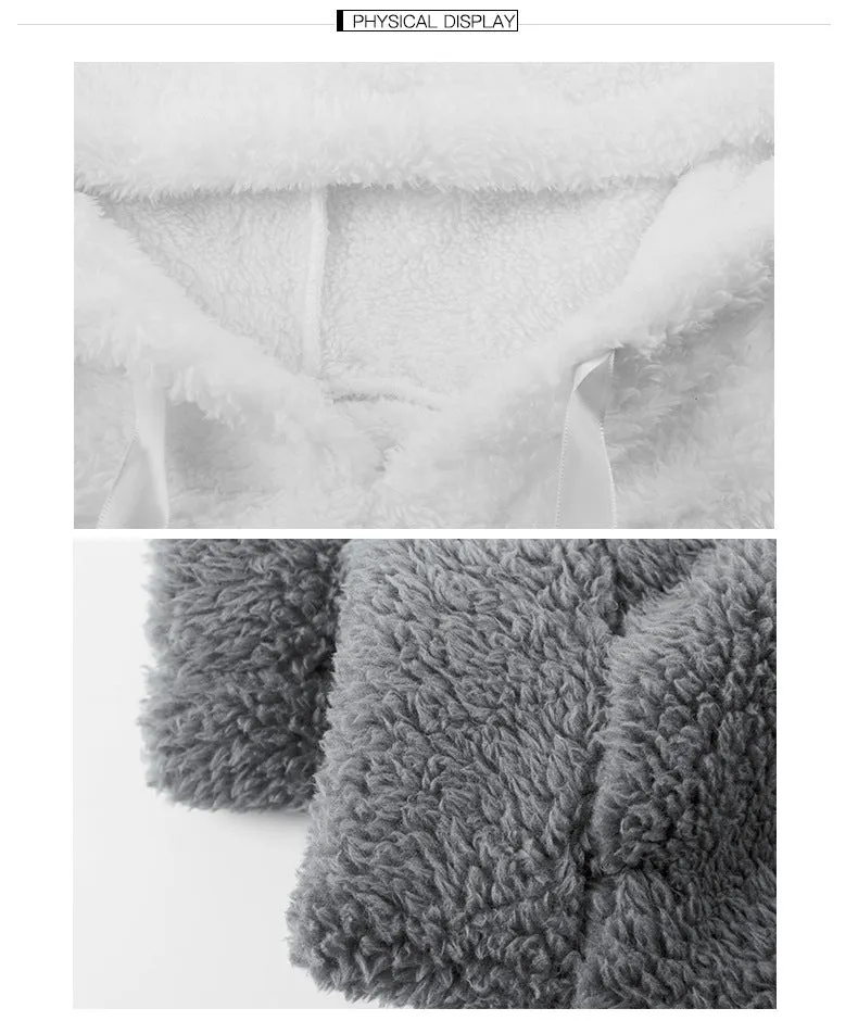 Women Contrast Color Hooded Plush Sweatshirt