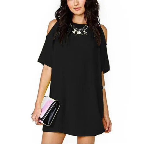 Women Girl Fashion 7 Colors Hollow Out Short Sleeves Candy Color Chiffon Dresses Vestidos