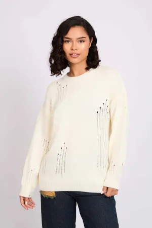 Women Pullover Loose Fit Off White