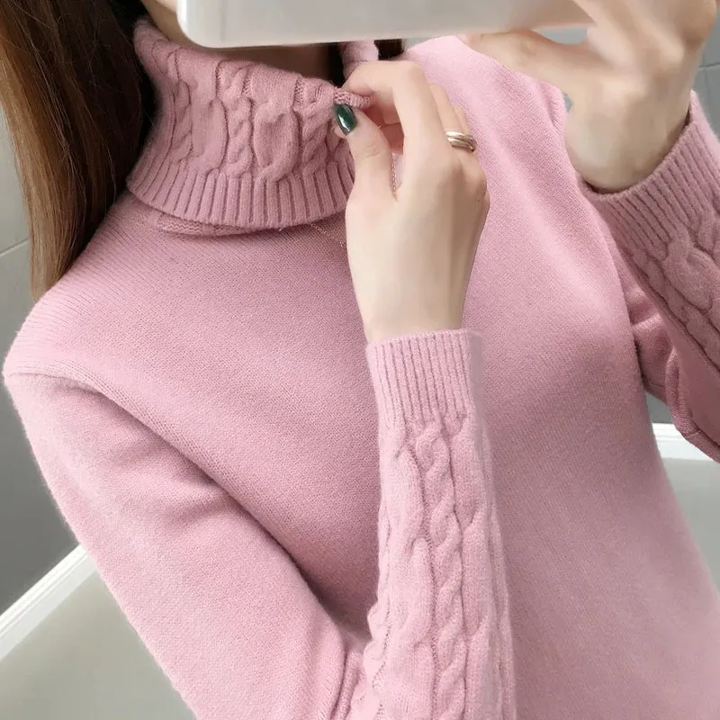 Women Sweater Turtleneck Pullovers Sweaters Long Sleeves Thick Warm Sweater
