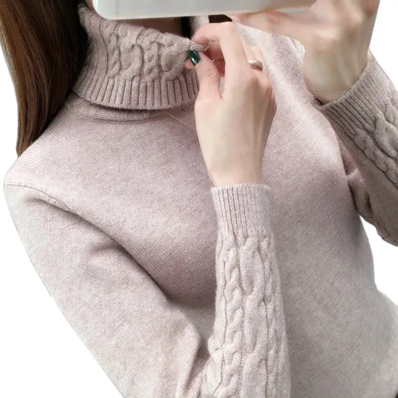 Women Sweater Turtleneck Pullovers Sweaters Long Sleeves Thick Warm Sweater