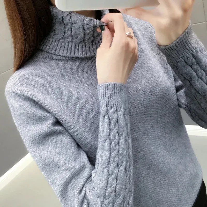 Women Sweater Turtleneck Pullovers Sweaters Long Sleeves Thick Warm Sweater