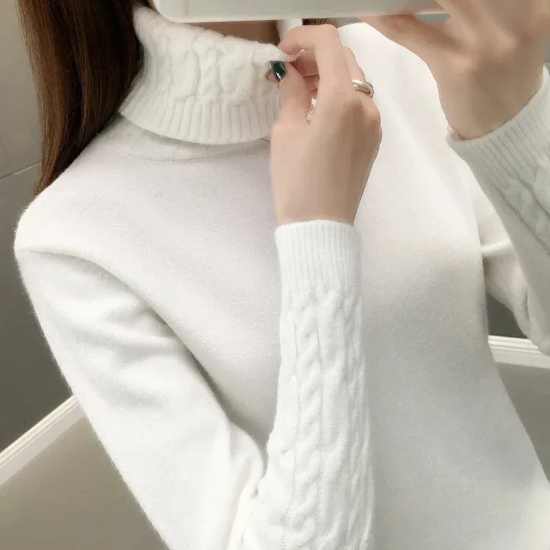 Women Sweater Turtleneck Pullovers Sweaters Long Sleeves Thick Warm Sweater