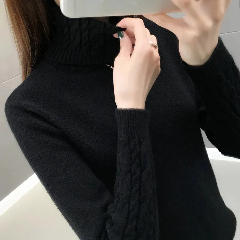 Women Sweater Turtleneck Pullovers Sweaters Long Sleeves Thick Warm Sweater