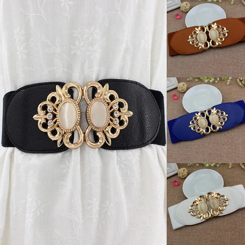 Women Waistband Elastic Wide Waist Belt Elegant Cinch Girdle Dress Sweater Coat Clothing