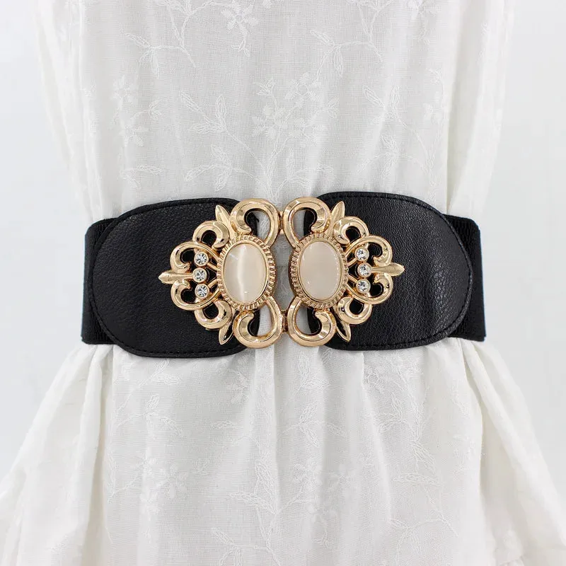 Women Waistband Elastic Wide Waist Belt Elegant Cinch Girdle Dress Sweater Coat Clothing