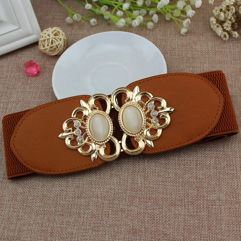 Women Waistband Elastic Wide Waist Belt Elegant Cinch Girdle Dress Sweater Coat Clothing