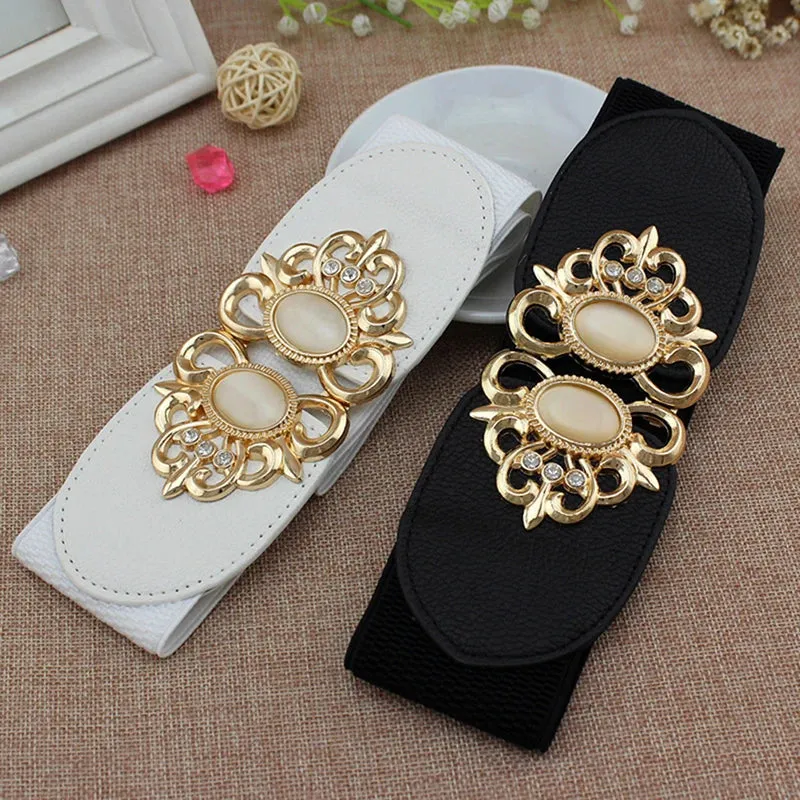Women Waistband Elastic Wide Waist Belt Elegant Cinch Girdle Dress Sweater Coat Clothing