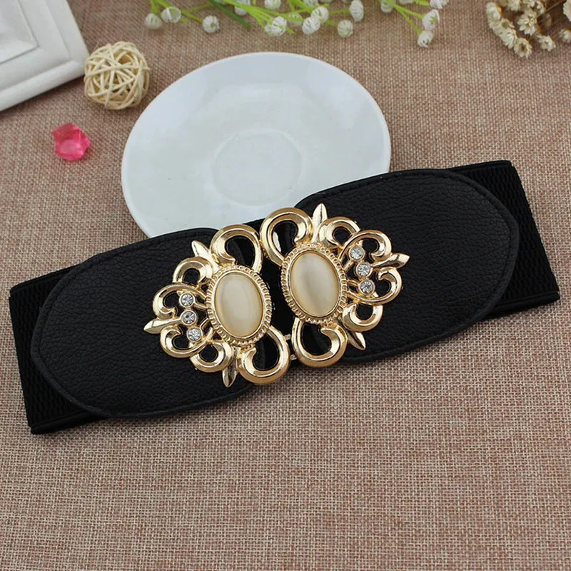 Women Waistband Elastic Wide Waist Belt Elegant Cinch Girdle Dress Sweater Coat Clothing