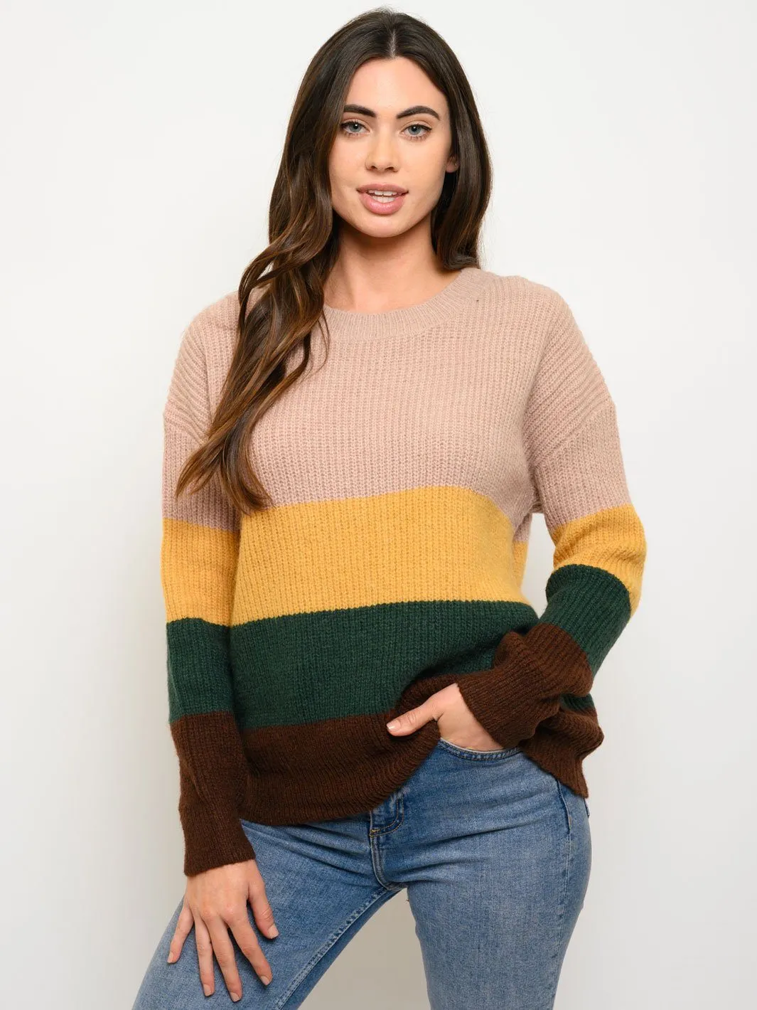 WOMEN'S COLOR BLOCK SWEATER