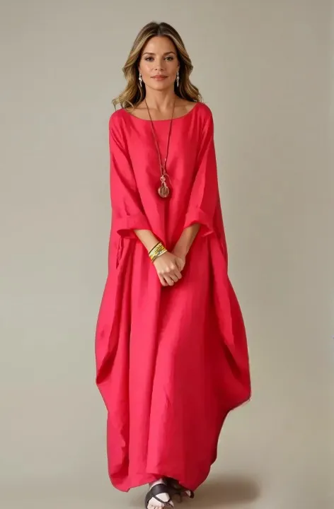 Women's Cotton and Linen Loose Plus Size Dress
