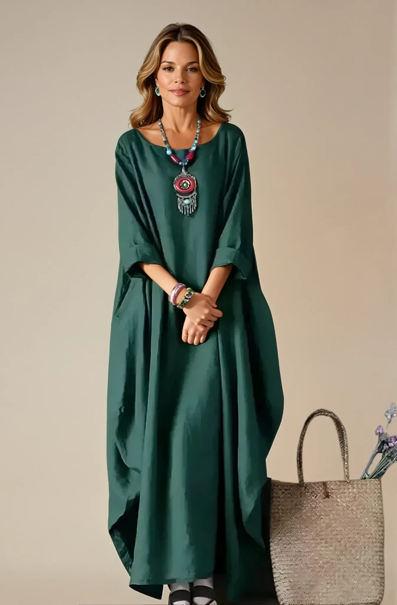 Women's Cotton and Linen Loose Plus Size Dress