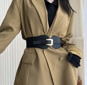 Women's Elastic Stretch Waist Belt Wide Leather Belt.W-240919-5