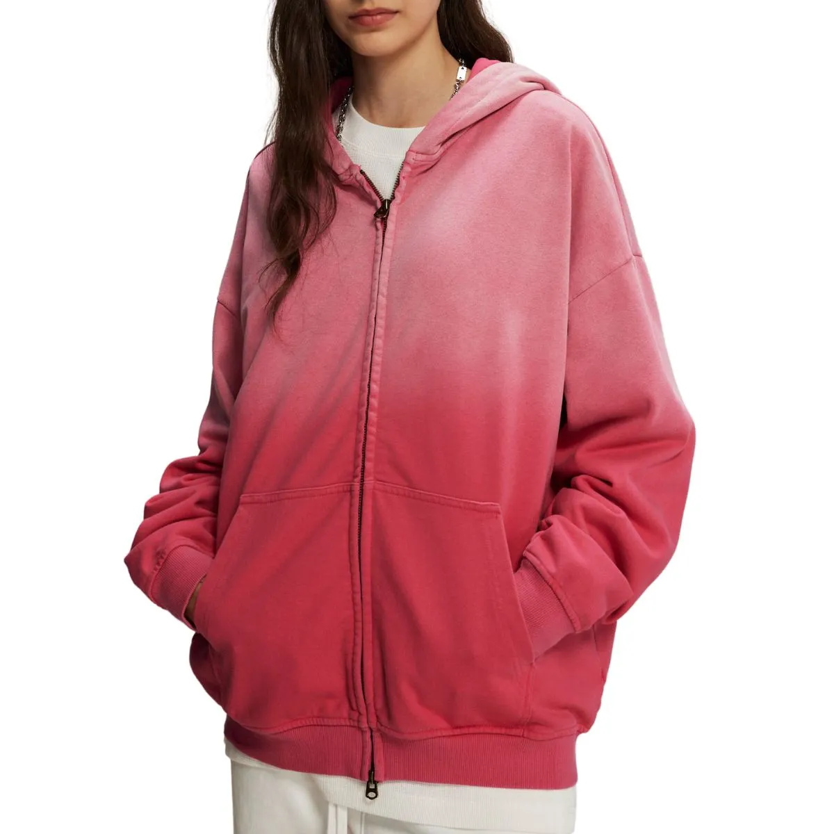 Women's Faded Double Slider Zip Hoodie