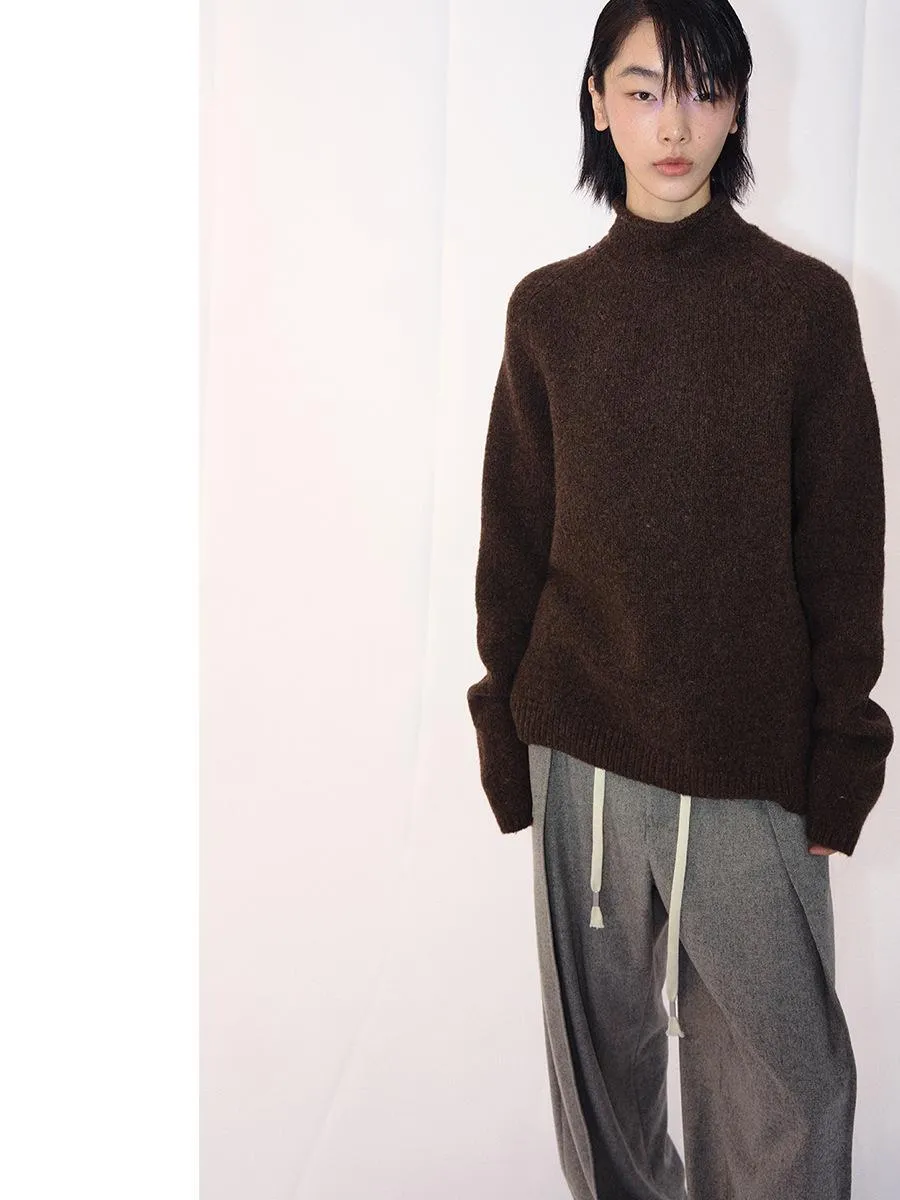 Wool Curled Turtleneck Sweater