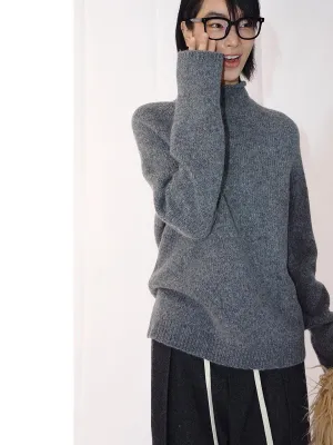 Wool Curled Turtleneck Sweater