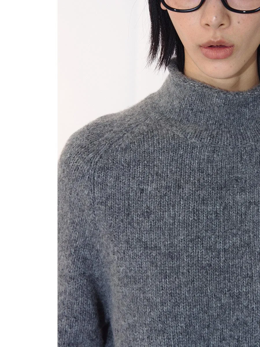 Wool Curled Turtleneck Sweater