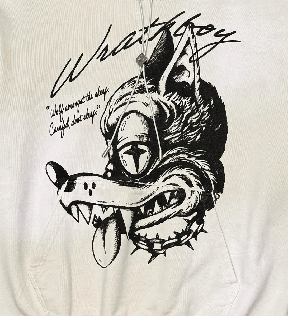 Wrathboy WOLF HEAD GOTHIC HOODIE (NATURAL)