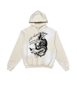 Wrathboy WOLF HEAD GOTHIC HOODIE (NATURAL)
