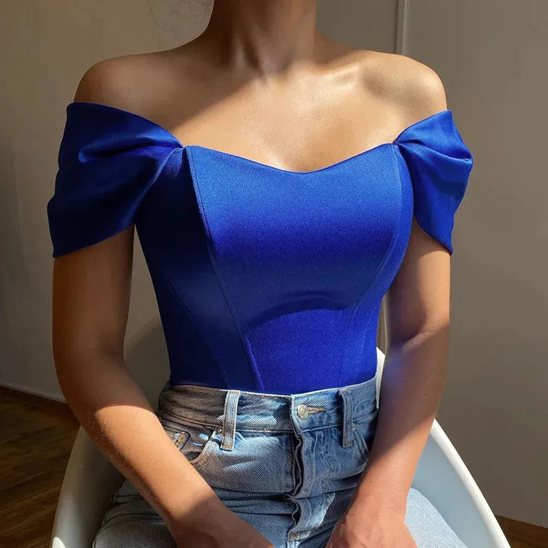 Y2K Satin Off Shoulder Corset Top