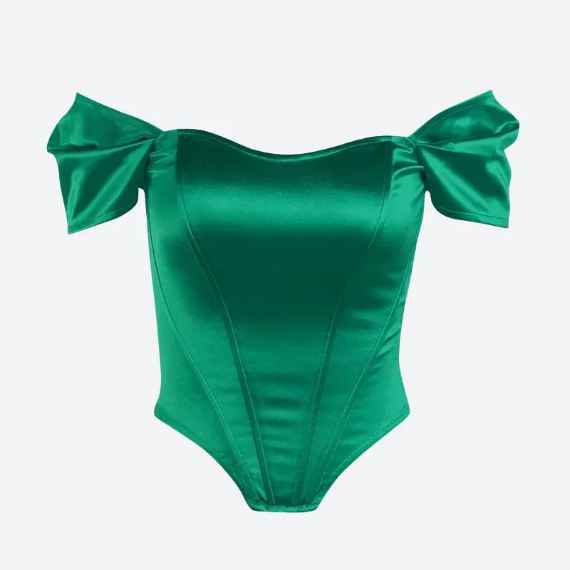 Y2K Satin Off Shoulder Corset Top
