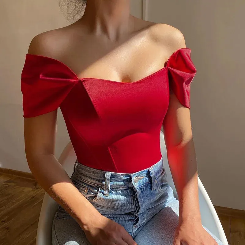 Y2K Satin Off Shoulder Corset Top