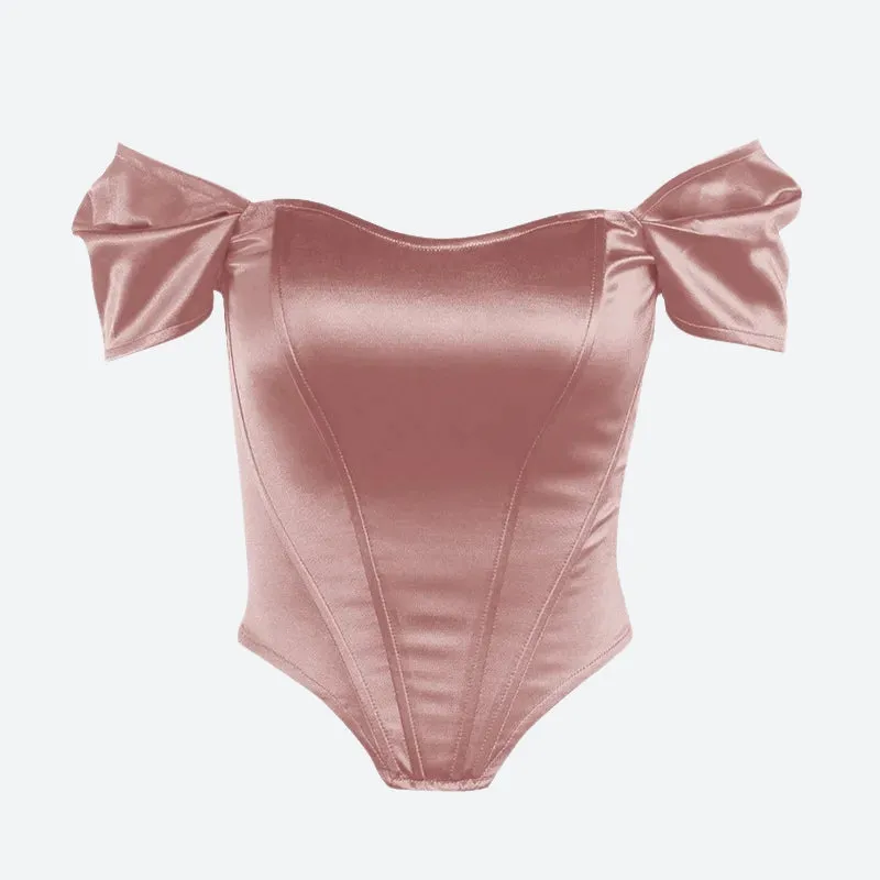 Y2K Satin Off Shoulder Corset Top