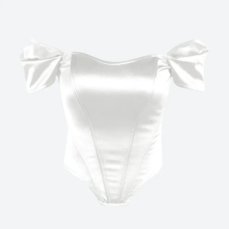 Y2K Satin Off Shoulder Corset Top