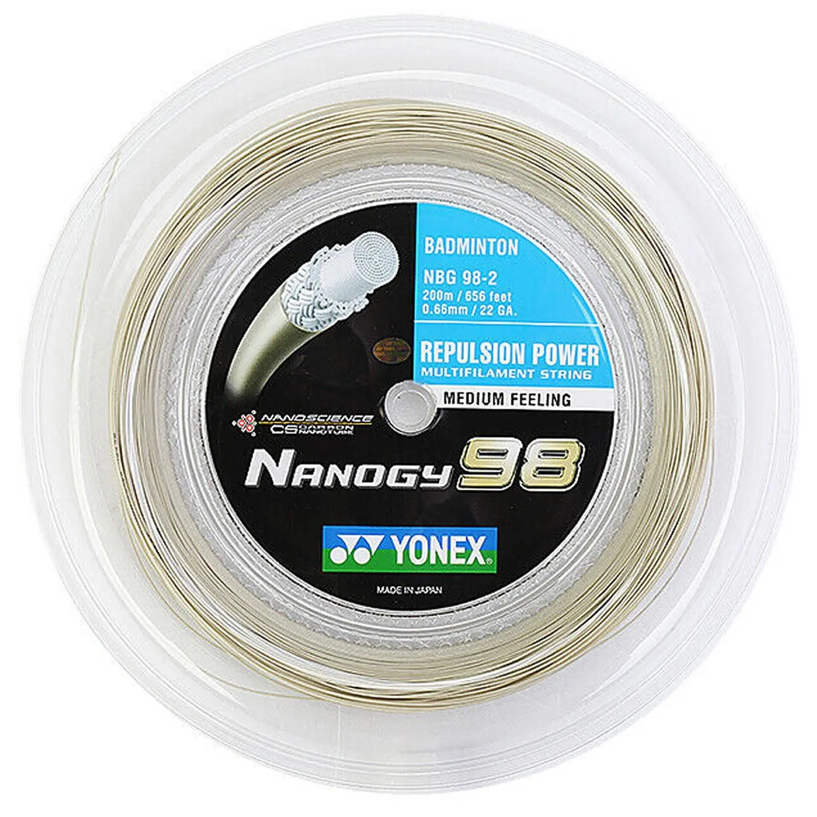 Yonex Nanogy 98 Badminton String Gold - 0.66mm 200m Reel